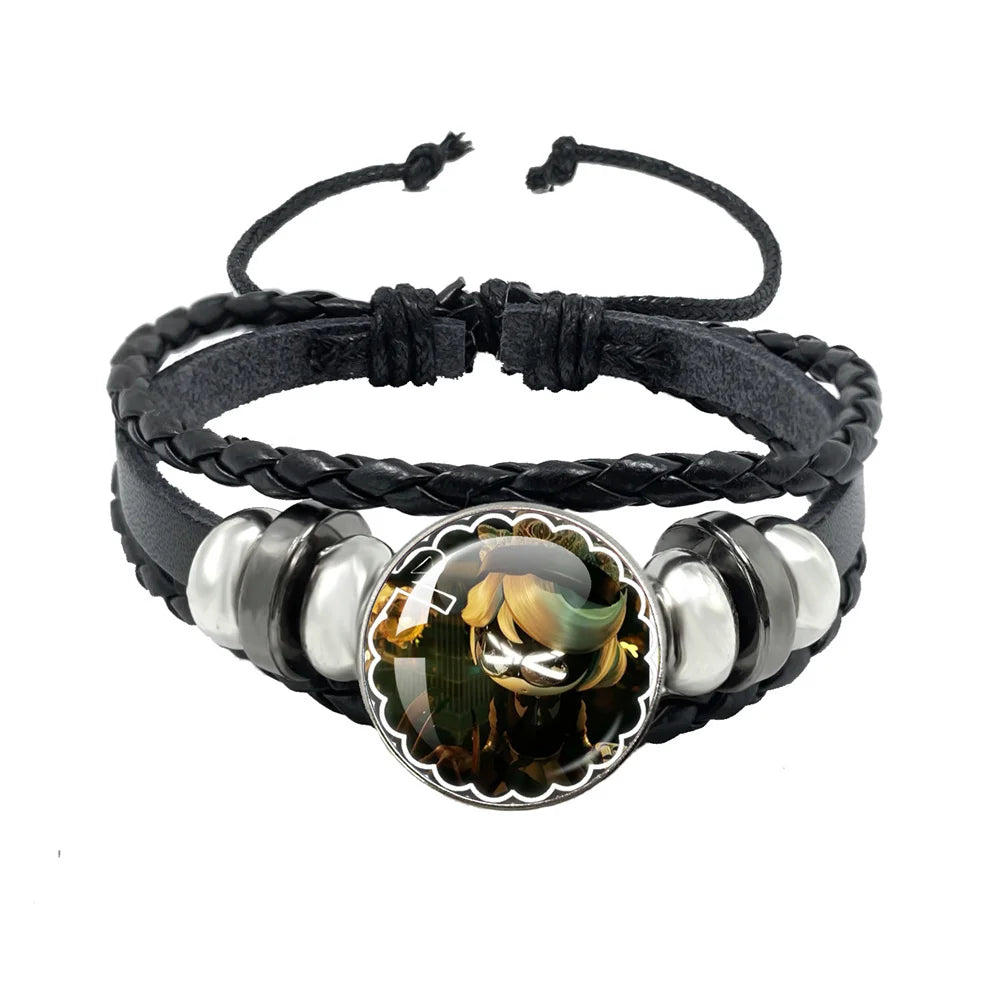 Murder Drone Uzi x N Cartoon Cabochon V Fan Art Armbänder Kunst verstellbares Lederseil Armband Armreifen handgefertigte Schmuckgeschenke