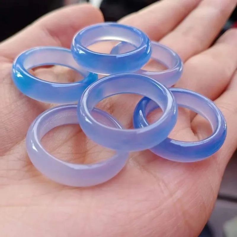 Natürlicher Chalcedon, handgeschnitzter Jade-Ring, Modeschmuck, Geschenk, Jade-Ringe, verschiedene Farben, Liebhaber, Edelsteine, Accessoires, Großhandel