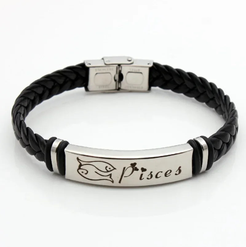 Zwölf Sternbild Charm Armband 12 Sternbild gewebtes Leder armband geflochtener Armreif Schmuck Handgelenk Geschenk zubehör