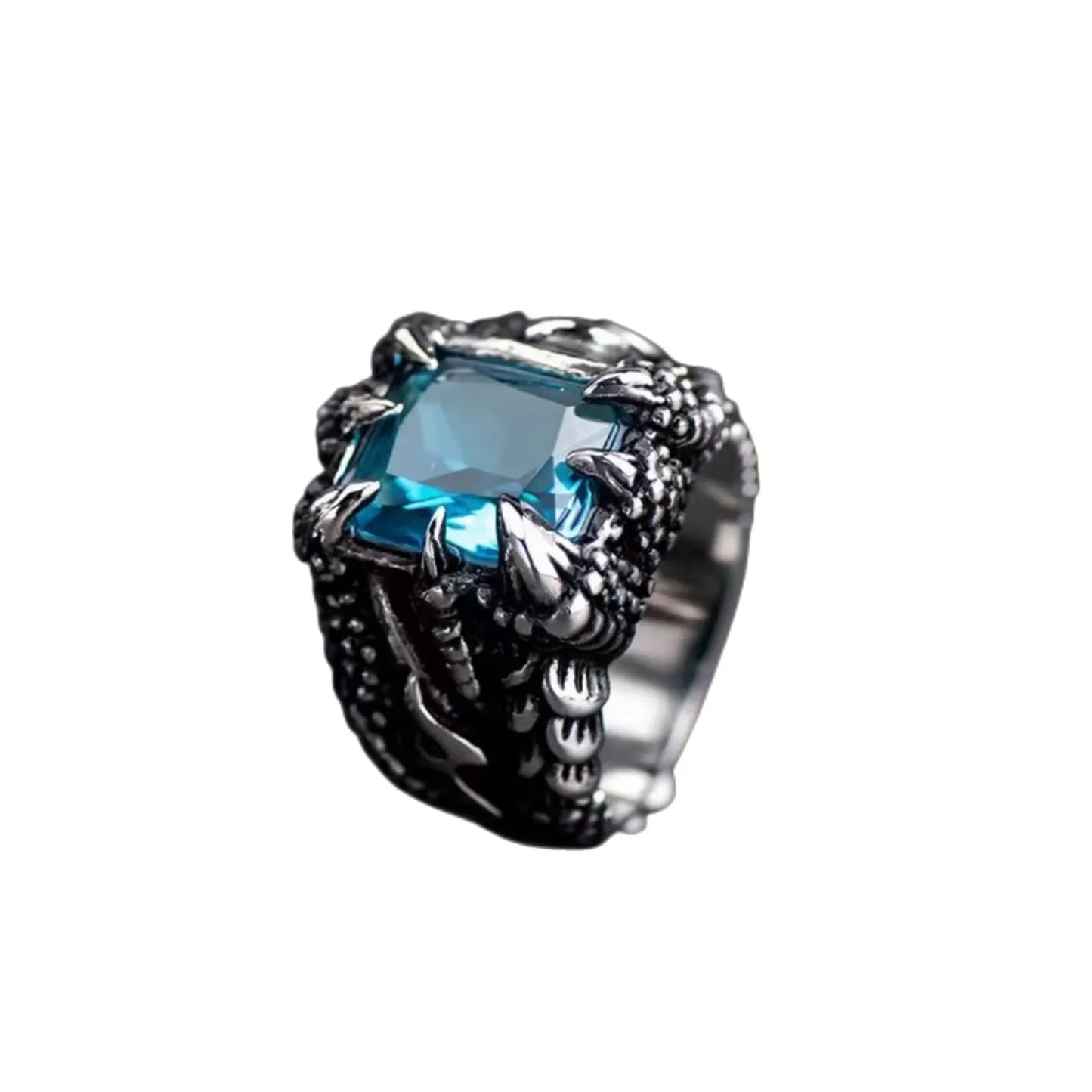 1 Stück Gothic Blauer und roter Kristall Böser Dämon Drachenklauen-Ring für Männer Gramm Biker Punk Rock Hip Hop Cooles Schmuckzubehör Mohamedца