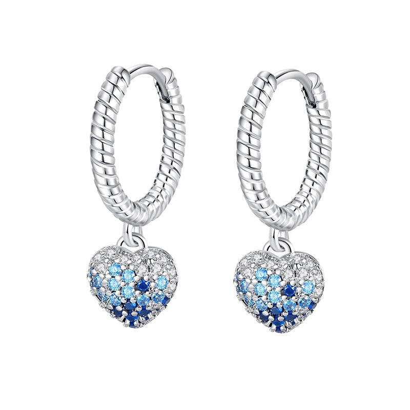 Heißer Verkauf Mode 925 Silber Farbe Ohrringe Blau Zirkon Sterne Mond Unregelmäßigkeit Ohrringe Für Frau Feine Geburtstag Schmuck Geschenke