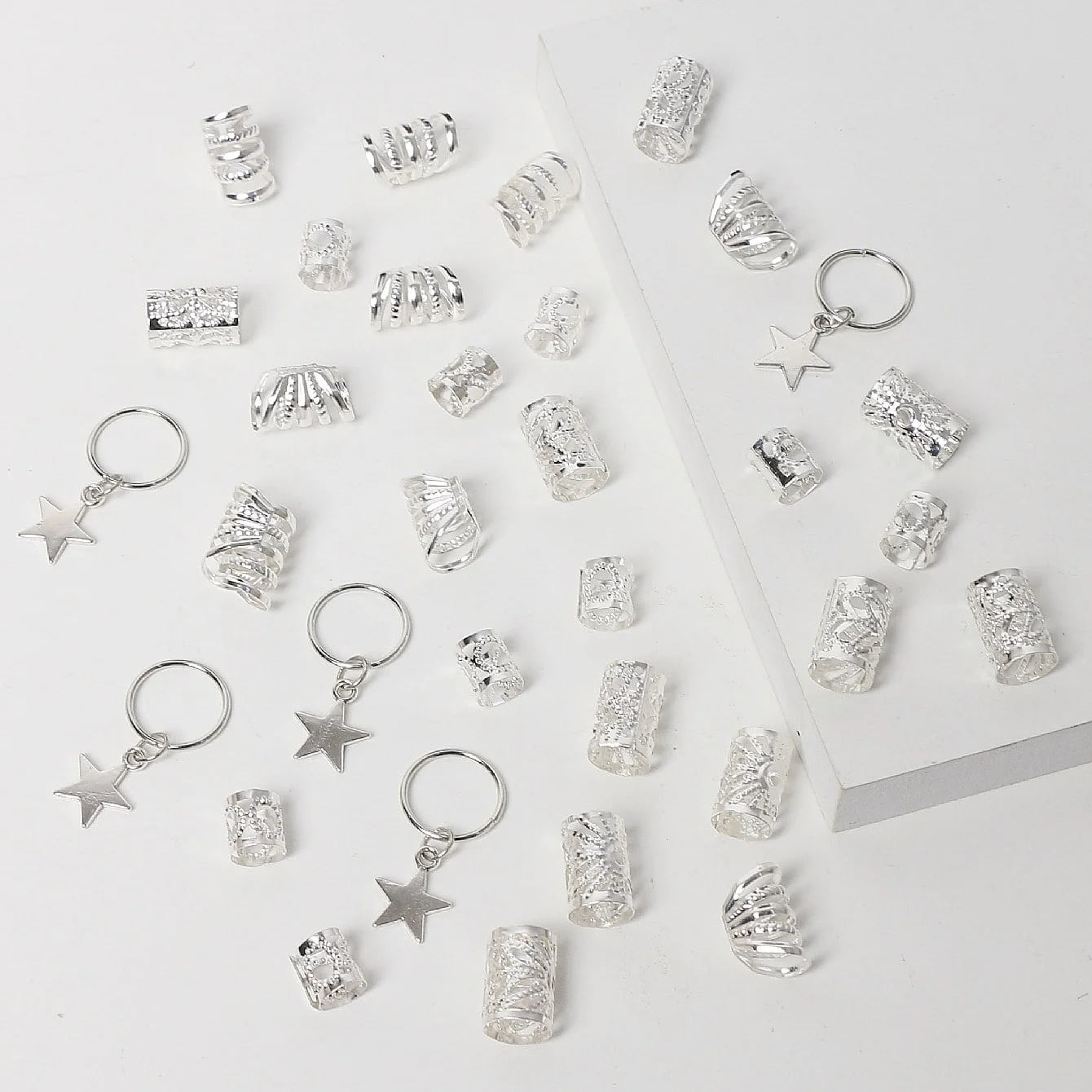 35 teile/satz silberne fünfzackige Sterndesign-Haars ch laufen für Frauen und Mädchen, die Haarschmuck loc Haarschmuck für Zöpfe verkleiden