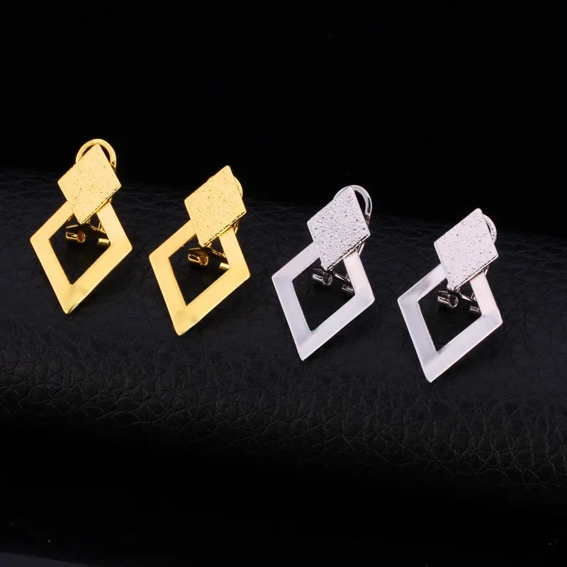 Kupfer Doppel Geometrische Quadratische Quaste Baumeln Ohrringe für Frauen Mode Schmuck Geschenk QC24