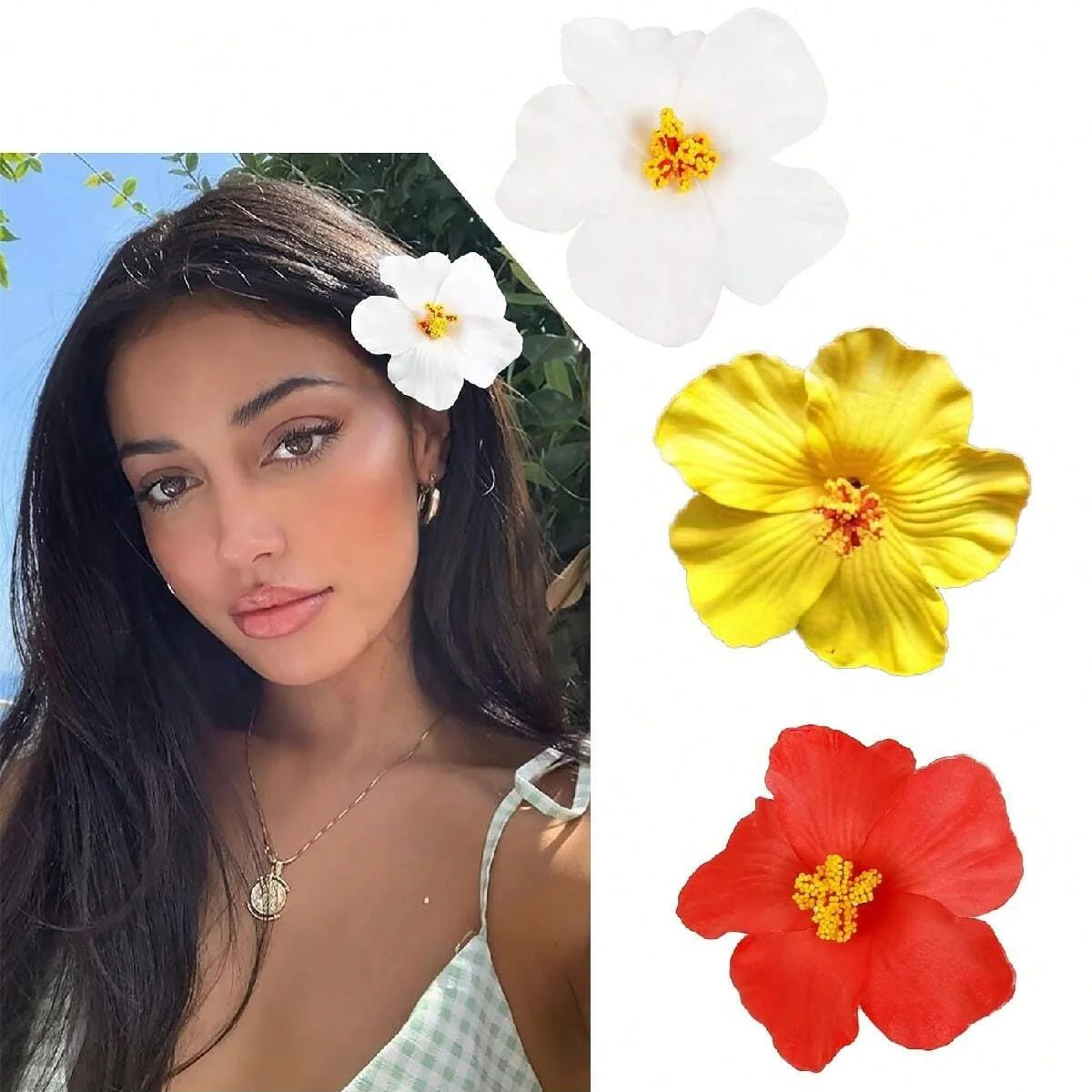 Neue böhmische Stil Hibiskus Blume süße Meer Strand Resort Stil Ei Blume Haarspange für Frauen