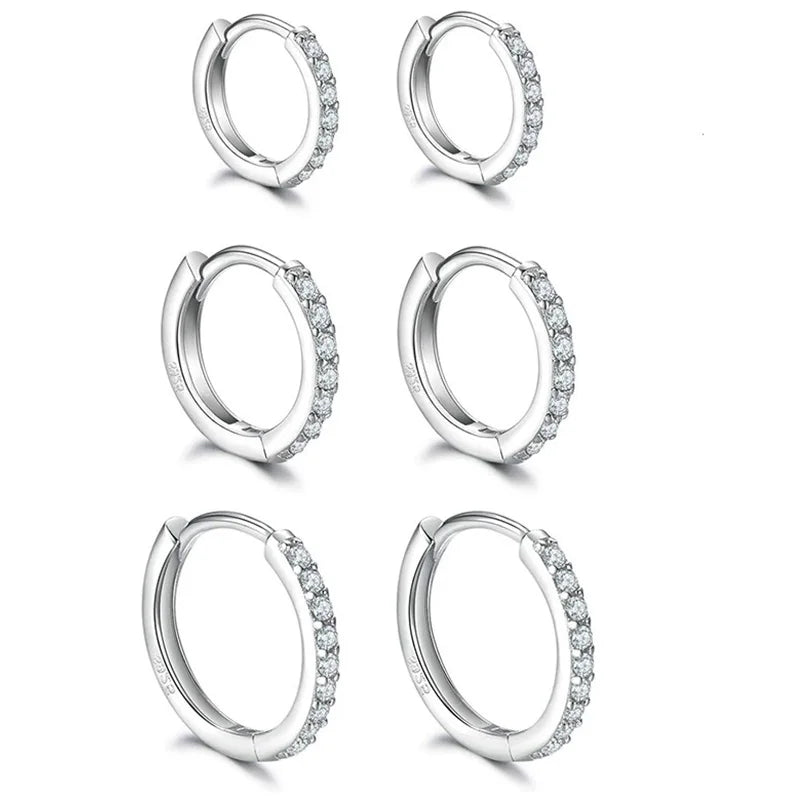 Huggie-Creolen aus 925er-Sterlingsilber, vergoldet, kleine Zirkonia, für Damen und Mädchen, Geschenk, Hochzeit, Verlobung, Party, Ohrschnalle