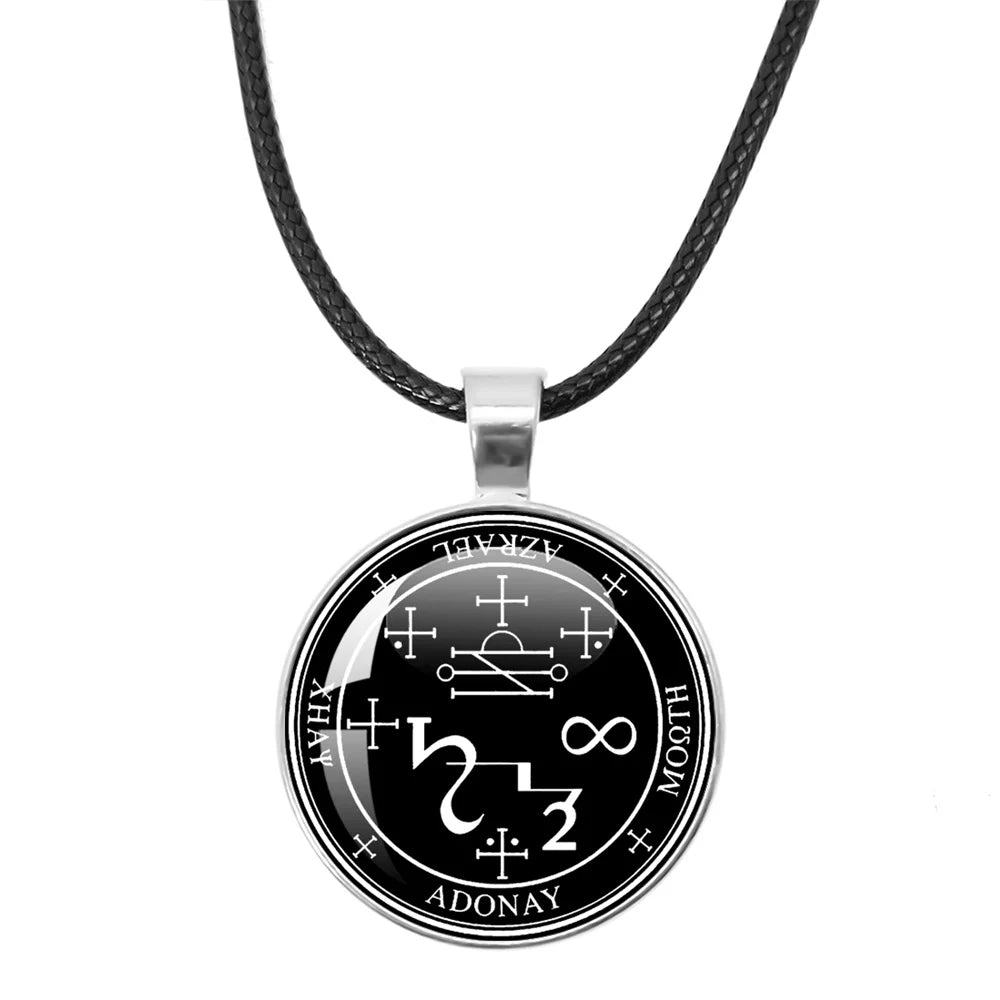 Siegel der sieben Erzengel Medaille Leder Seil Halskette Michael Raziel Uriel Gabriel Anhänger Rune Halskette Schutz Amulett Geschenke