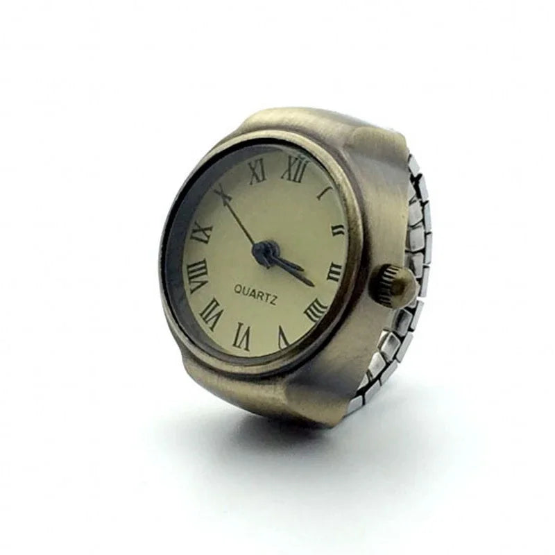 Vintage Punk Finger Uhr Mini Gummiband Legierung Uhren Paar Ringe Schmuck Uhr Retro Römischen Quarzuhr Ringe Frauen Männer