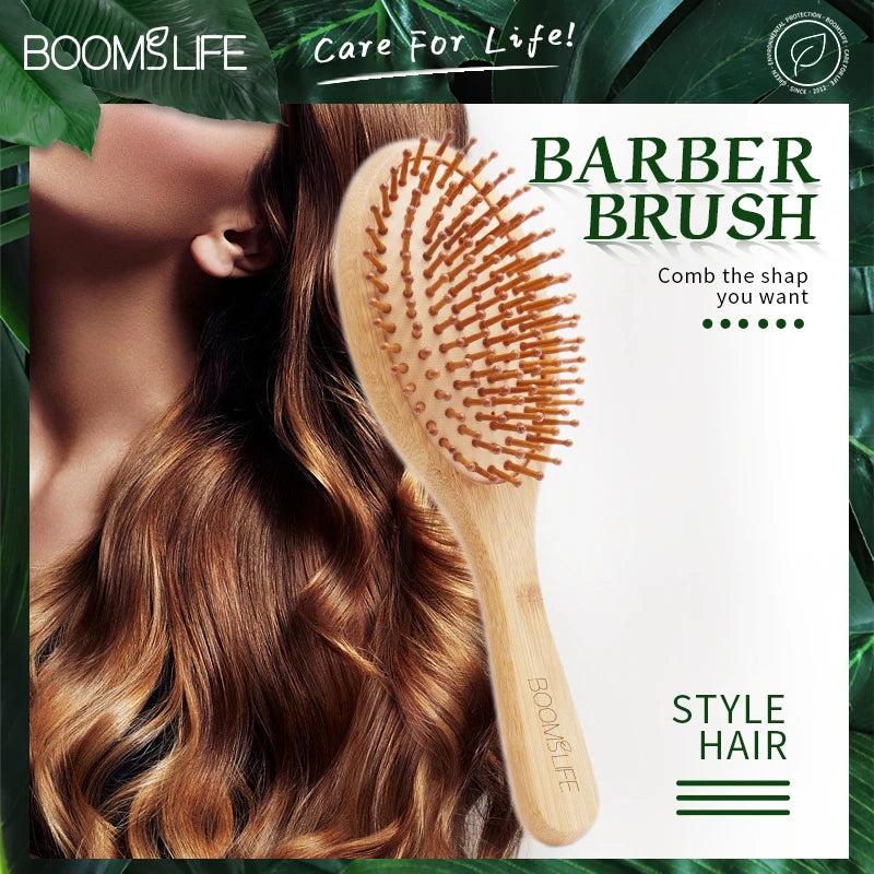Bambus-Haarbürste für Damen, Styling-Haarkamm, Haarbürste mit breiten Zähnen, Bambuskämme für Haare, glatte Massage, Kopfhautbürste, Friseurkamm