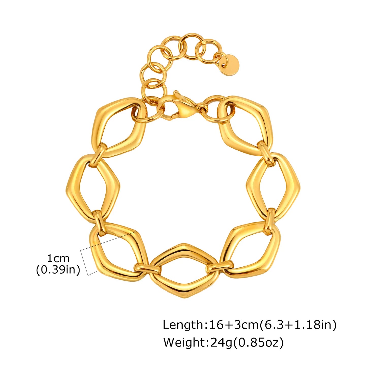 Miami Cuban Link Chain Armband für Damen, Edelstahl, goldfarben, verstellbar, minimalistische Armbänder, Schmuck, Geschenke