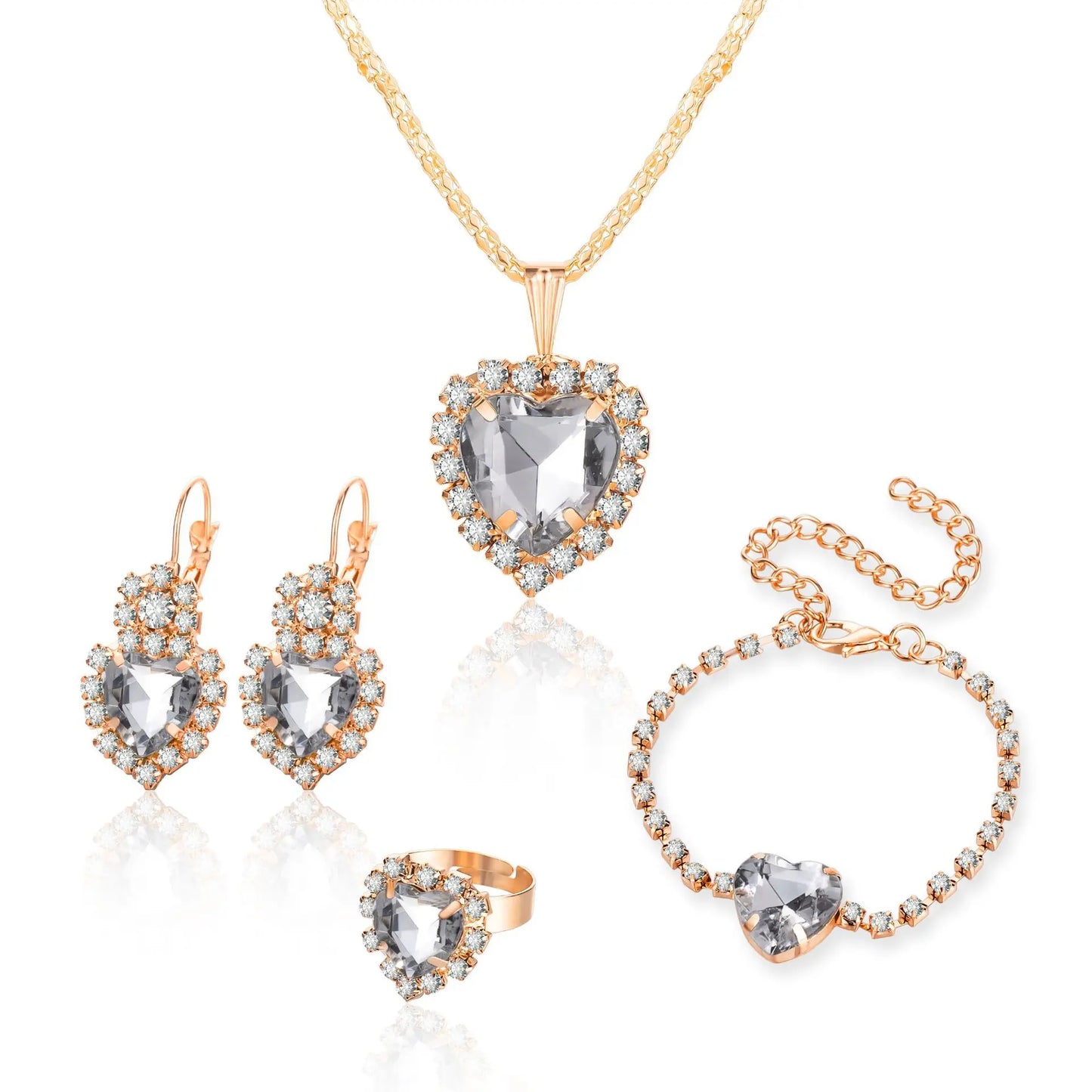 Blauer Kristall Ring Halskette Ohrringe Set Hochzeit Schmuck Sets für Bräute Anhänger Ohrringe für Mädchen Frauen Afrikanische Schmuck Sets