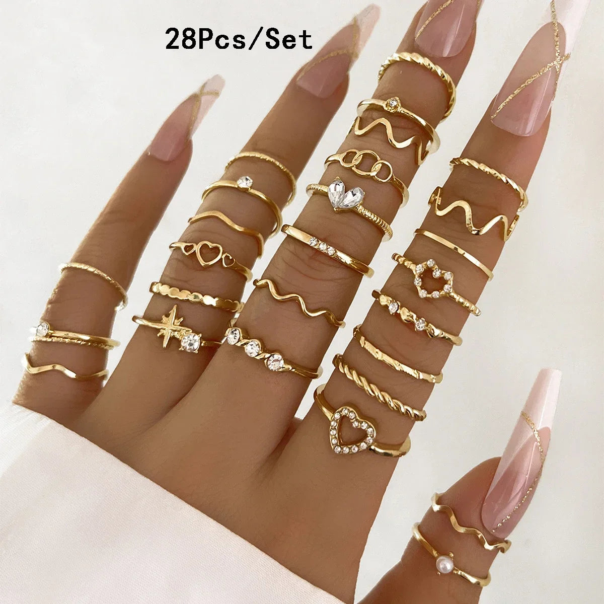 30Pcs Bohemian Geometrische Knuckle Ringe Set Für Frauen Gold Silber Farbe Finger Ring Mädchen Fashion Party Schmuck Zubehör