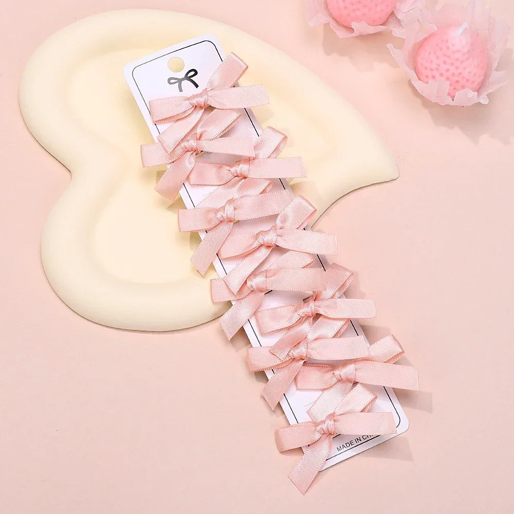 5/6/8/10Pcs Kinder Süße Einfarbig Mini Bowknot Mit Haar Clip Baby Mädchen Ballett Stil band Geflochtene Haar Zubehör Großhandel