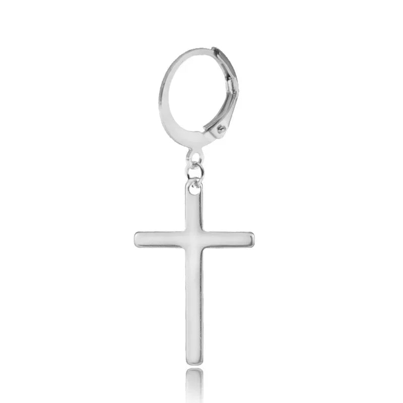 Geometrie Unisex Titan Edelstahl Drop Creolen chinesische Charakter Quaste Kette Mann Stern Kreuz Drachen feder