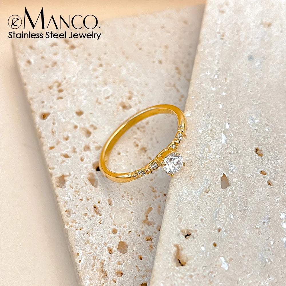 eManco Ehering Ewigkeit Ringe Frauen Brillante Runde Zirkonia Luxus Verlobungsring Dünne Elegante Weibliche Schmuck