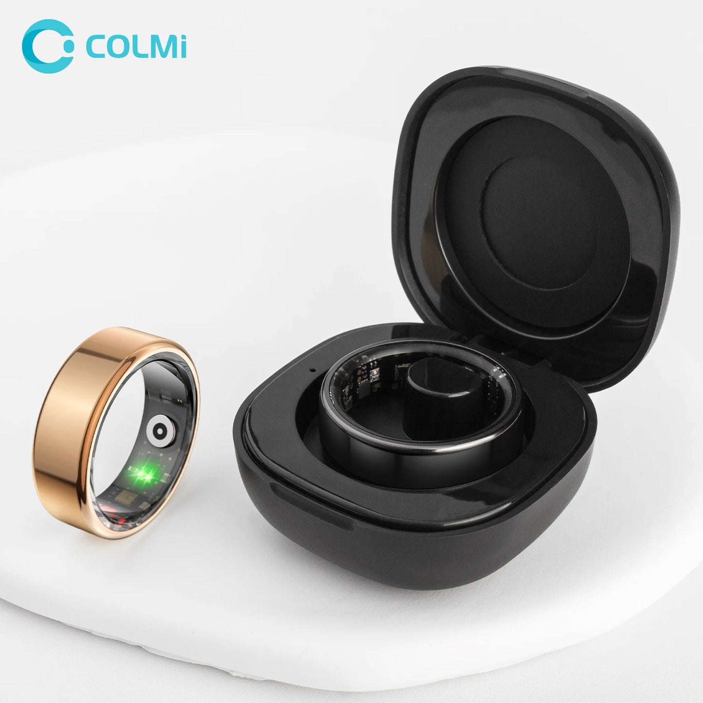 2024 COLMI R02 Smart Ring mit Ladeetui für Männer und Frauen, Akkulaufzeit, 39 Tage, Gesundheitsmonitor, 5 ATM wasserdicht