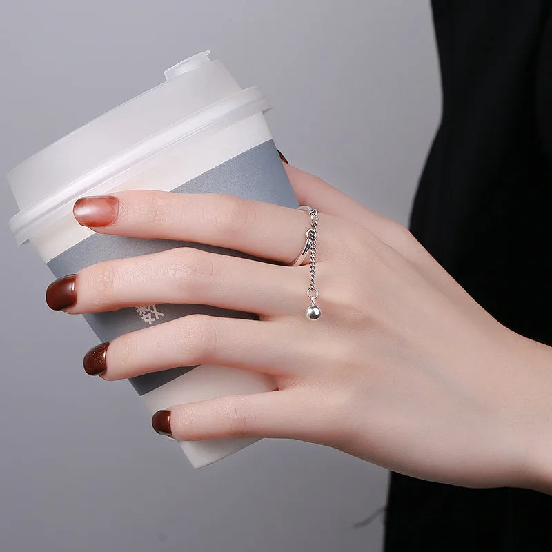 Kette Quasten Ring Einstellbar Einfache Koreanische Mode Frauen Party Ring Finger Koreanische Silber Farbe Schmuck