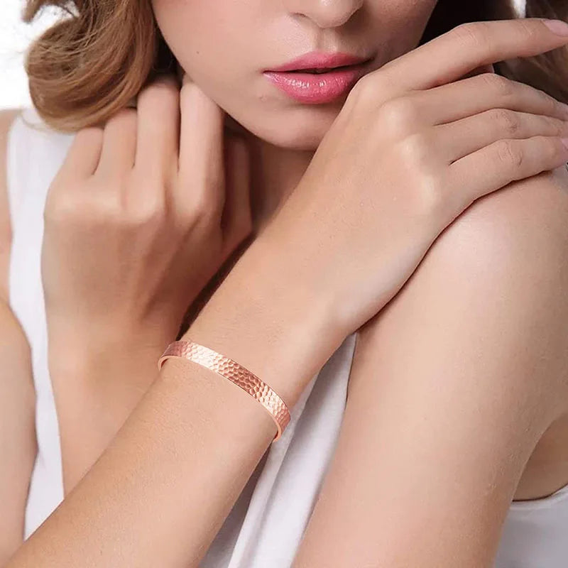 Vintage 99,9 % reines Kupfer Armbänder für Frauen Männer Rose Farbe Manschette Armreifen Charms Gesundheit Energie Gauss Magnete