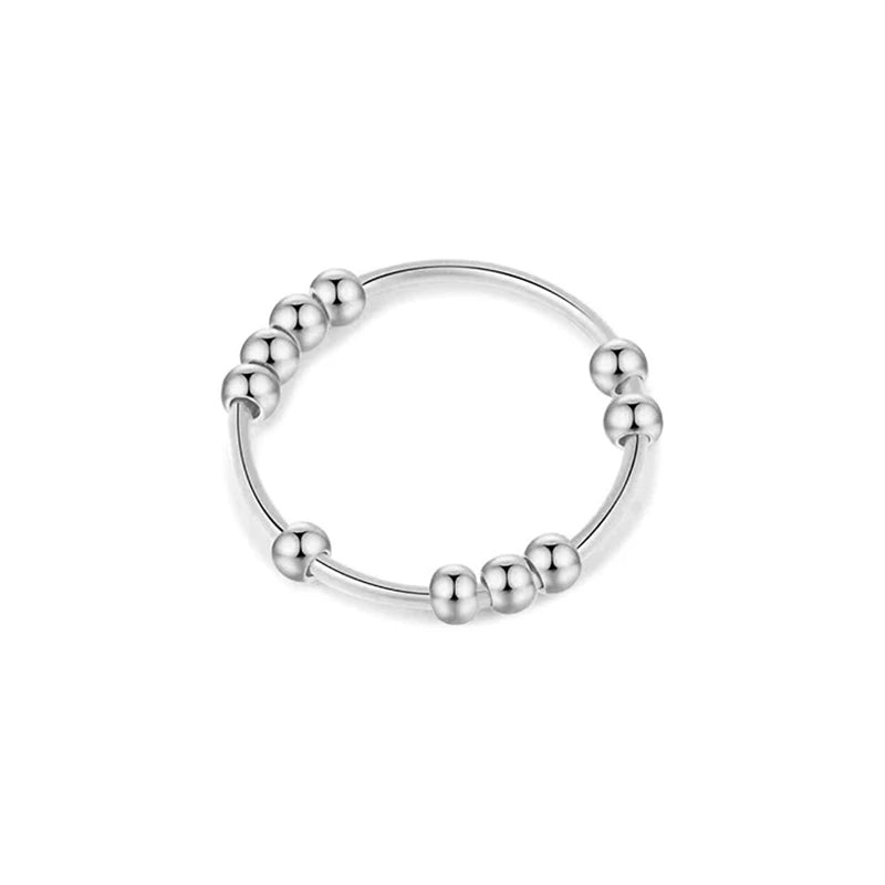 Neue Mode Perlen Angst Ringe Für Frauen Männer Edelstahl Frei Drehen Spinner Ring Paar Trend Einfache Schmuck Großhandel