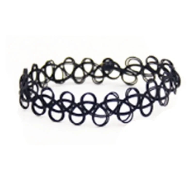 Vintage Stretch Tattoo schwarz hohle Armbänder Punk Retro Gothic elastische Bijoux für Frauen Dame Geschenk Modeschmuck