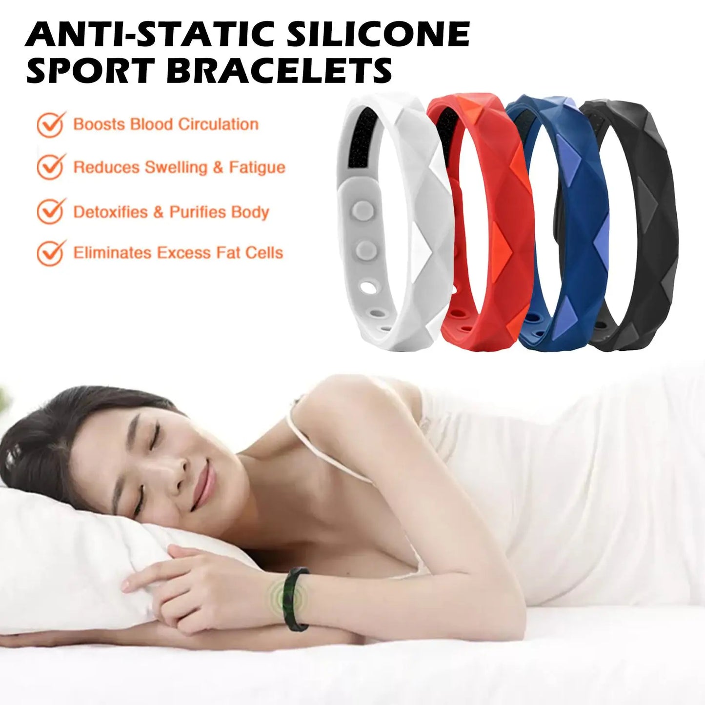 Antistatisches Sportarmband mit negativen Ionen, Ferninfrarot-Armband, magnetisches Ionen-Armband, Silikon-Balance, negatives Armband