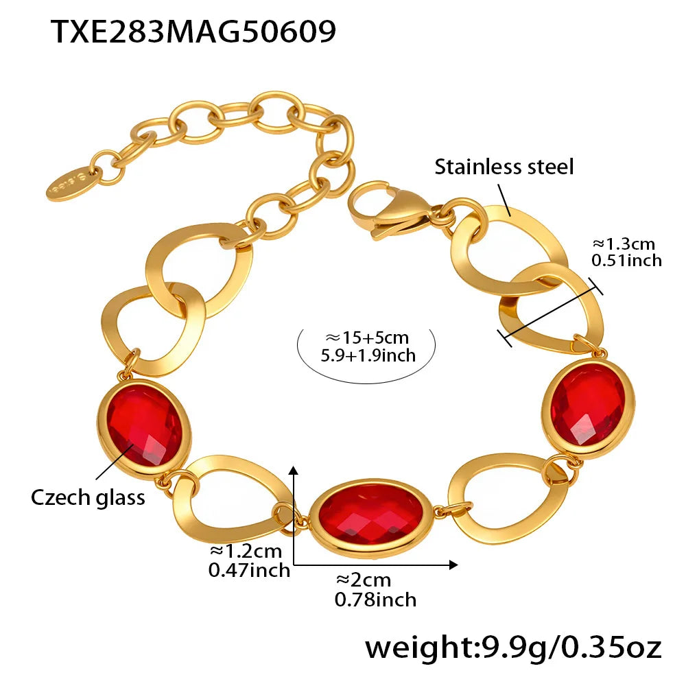 Kettenarmband aus 316L-Edelstahl mit glänzendem, facettiertem tschechischem Kristallglas für Damen. Hochwertige Luxus-Edelstein-Damenarmbänder
