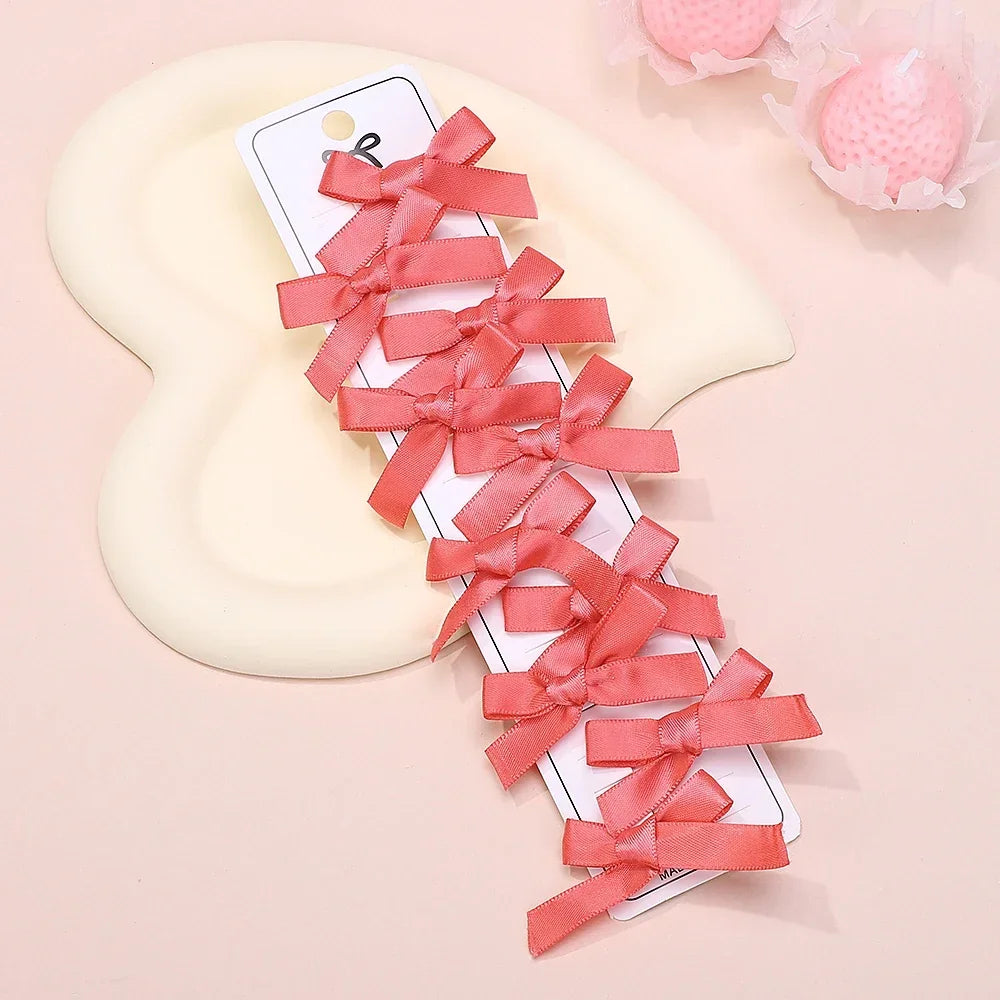 5/6/8/10Pcs Kinder Süße Einfarbig Mini Bowknot Mit Haar Clip Baby Mädchen Ballett Stil band Geflochtene Haar Zubehör Großhandel
