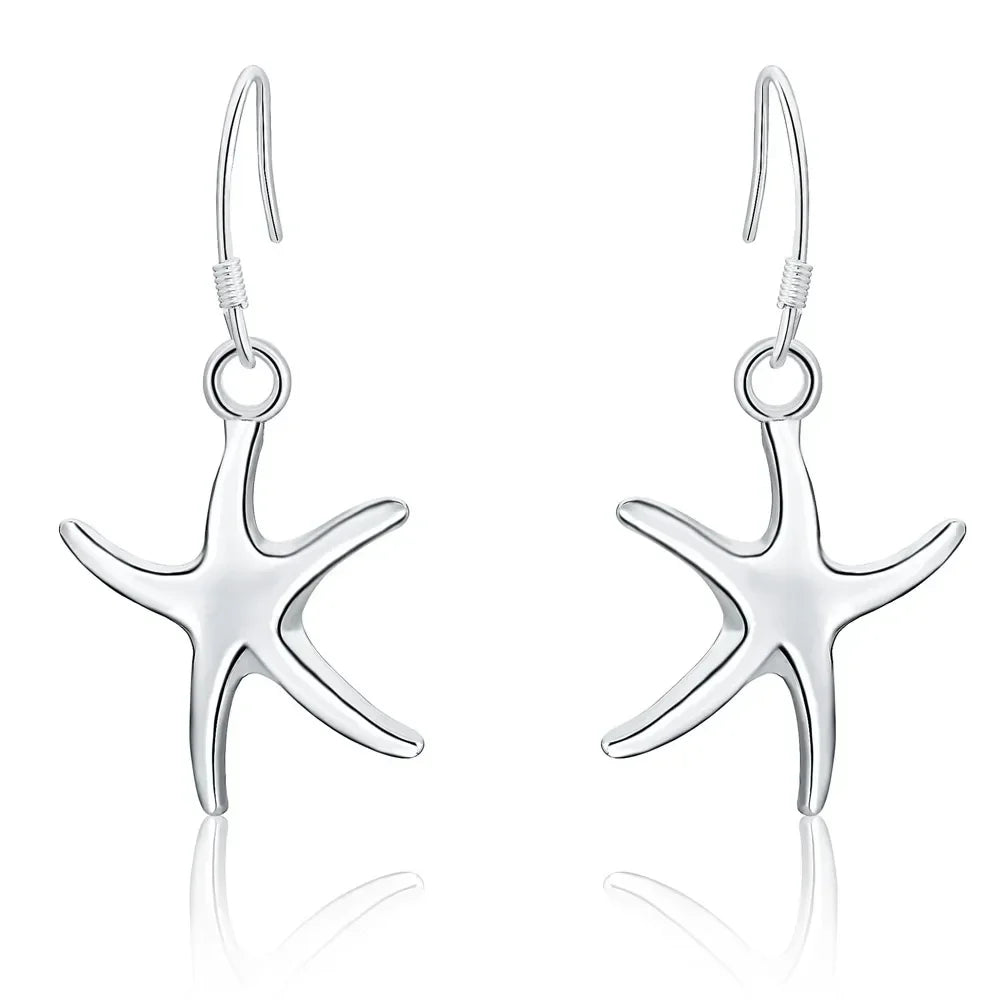 Heißer Verkauf, hübsche Ohrringe aus 925er-Sterlingsilber, niedliche Seestern-Ohrringe für Damen, Mode, Party, Hochzeit, Geburtstag, Geschenke, klassischer Schmuck