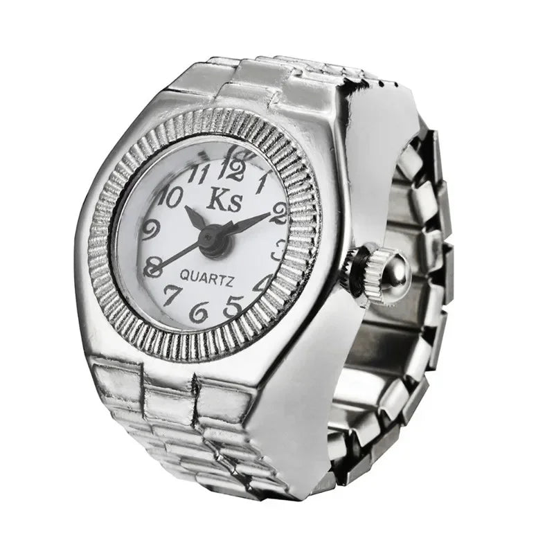 Vintage Punk Finger Uhr Mini Gummiband Legierung Uhren Paar Ringe Schmuck Uhr Retro Römischen Quarzuhr Ringe Frauen Männer