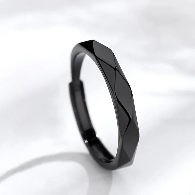 Modischer einfacher Paarring, schwarz-weiße Raute-Ringe, verstellbarer offener Schmuck für Damen und Herren, Valentinstag, Hochzeitstag, Geschenke