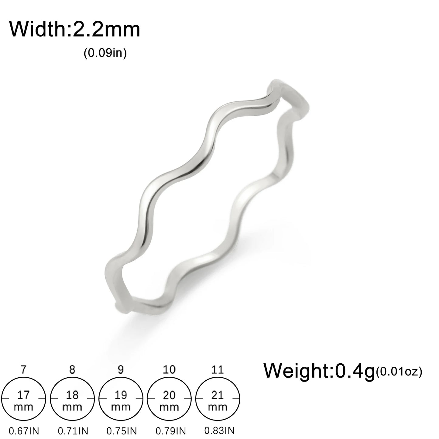 Lucktune Mode Einfacher Wellenring Edelstahl Damen Geometrische Linie Fingerringe Hochzeit Schmuck Geschenk für Liebhaber Paar Neu