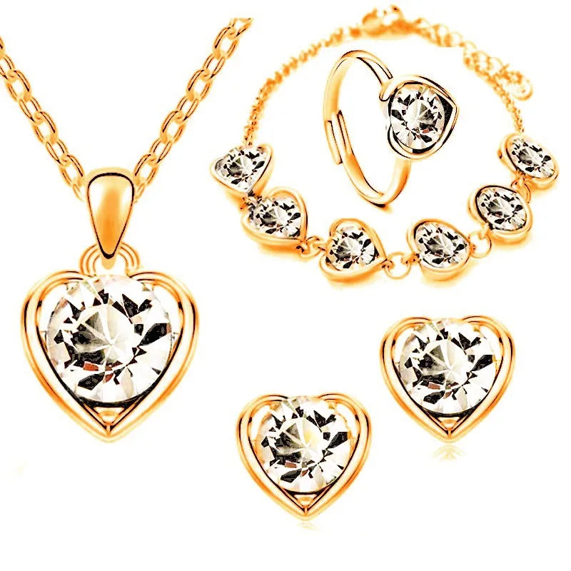 Blauer Kristall Ring Halskette Ohrringe Set Hochzeit Schmuck Sets für Bräute Anhänger Ohrringe für Mädchen Frauen Afrikanische Schmuck Sets