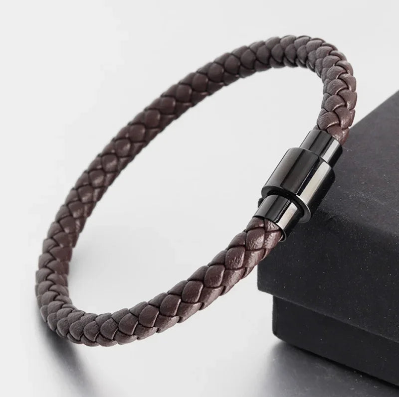 Retro Punk Fahrradkette handgewebtes Lederarmband mit Metallschnalle für Männer Motorradfahrer Rock Party Schmuck Geschenk