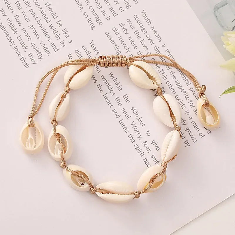 Böhmisches Imitation Muschelperlen-Armband für Frauen, Seestern, Schildkröte, gewebtes Seil-Armband, handgefertigt, Freundschaft, Strand, Urlaub, Schmuck