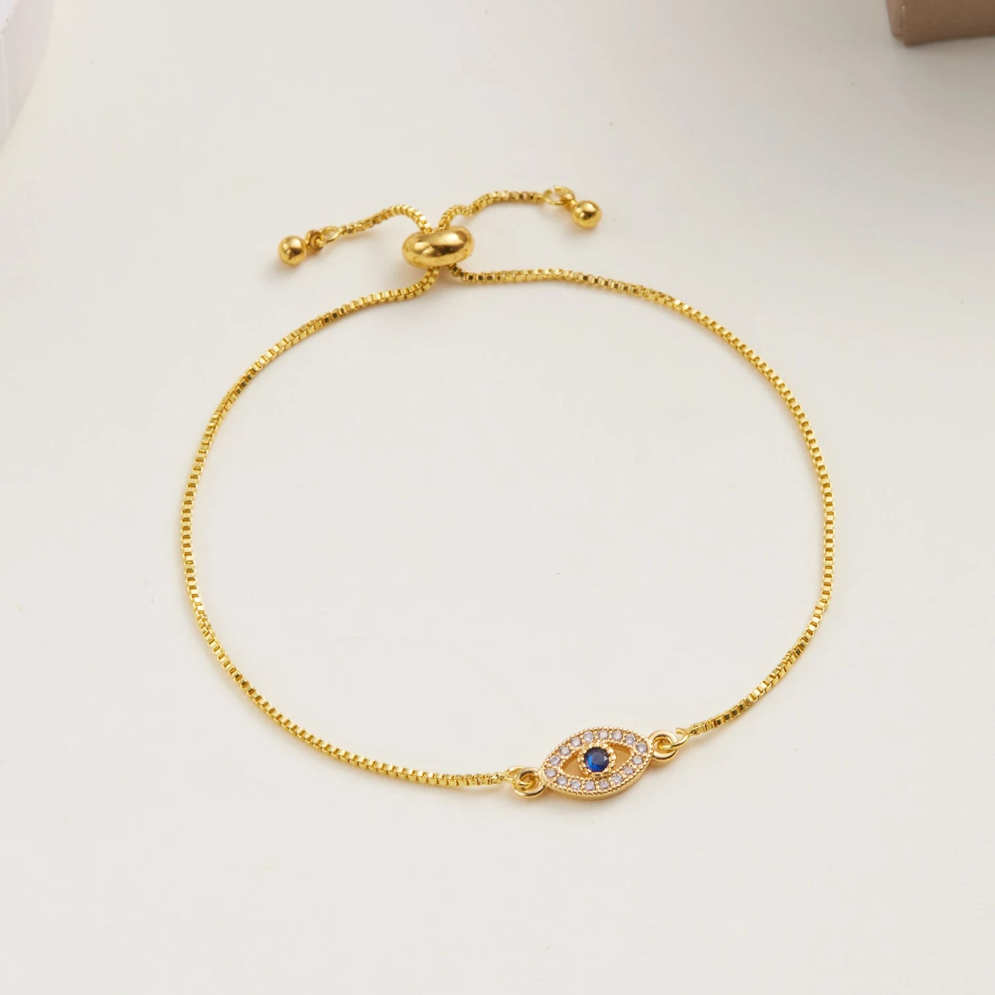 Luxus Gold Farbe Zirkon Evil Blue Eye Armband Armreif Mode Glück Schmuck Frauen Geschenk Einstellbar Handmade