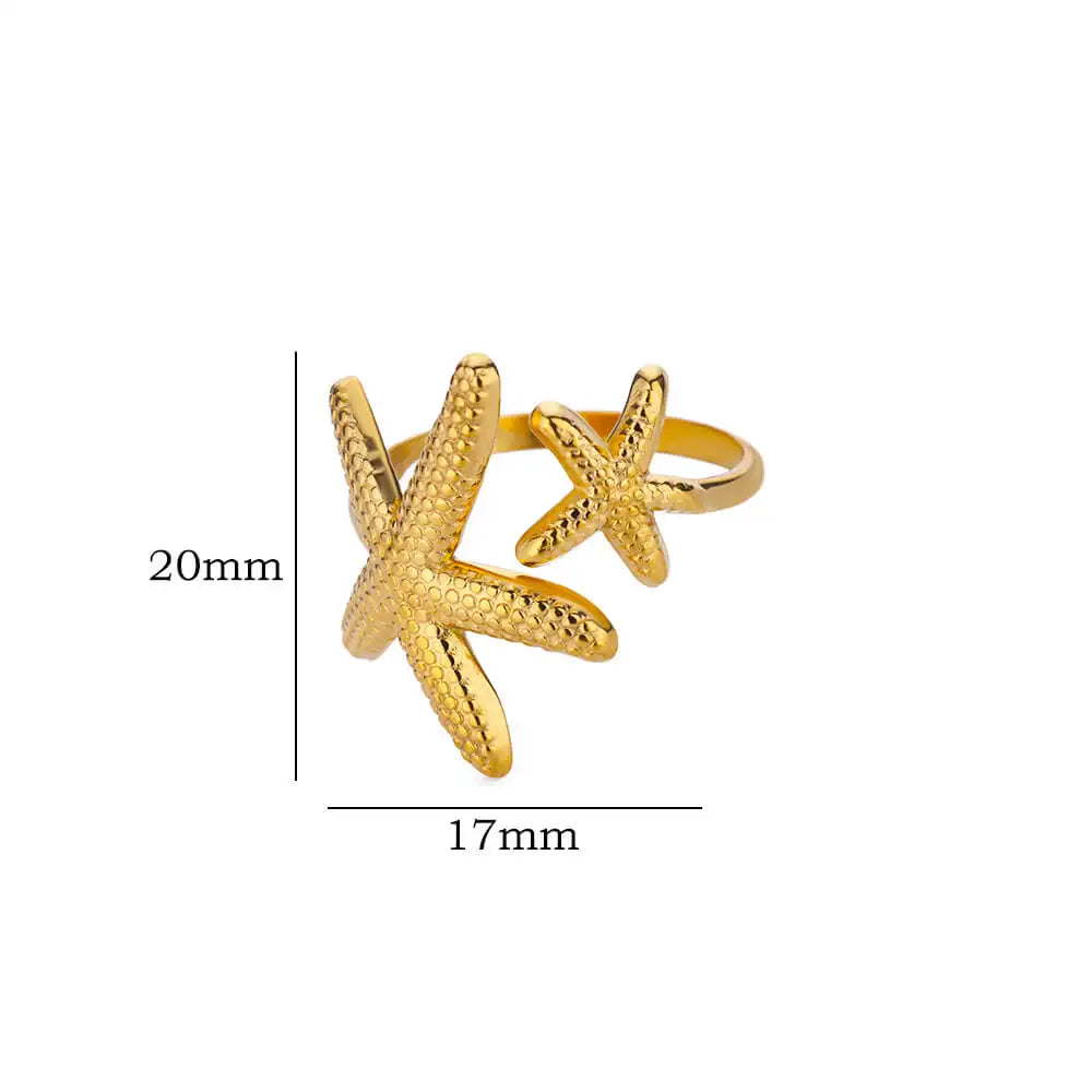 Edelstahl Seestern Offene Ringe Für Frauen Gold Farbe Geometrische Einstellbare Ring Hochzeit Party Mode Jewerly Geschenk anillos
