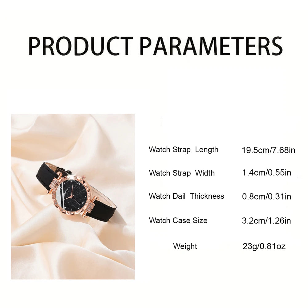 Damenuhren 5-teiliges Set Luxus Strass Damenmode Elegante Armbanduhr Quarzuhr für Mädchen Armbanduhr Armband Geschenk