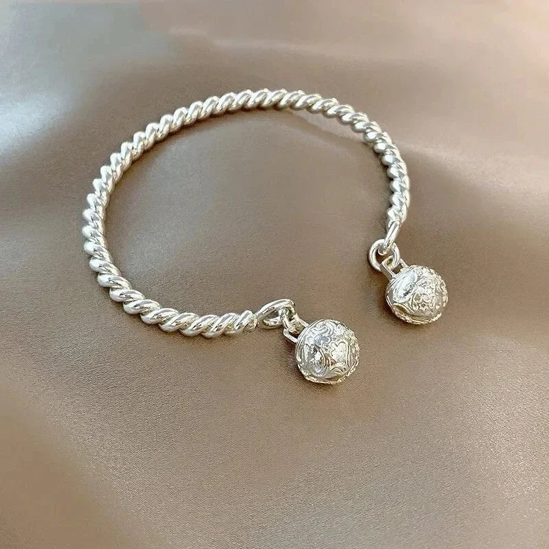 Luxus Sterling Silber Retro hübsche Doppel palast Glocke Manschette Armreif Armband für Frau Mode Party Designer Schmuck Geschenke