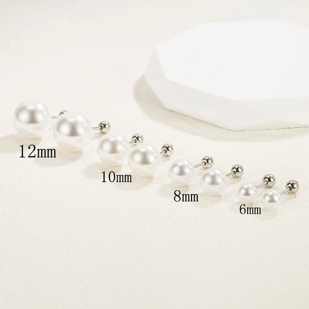 925 Sterling Silber 6 mm/8 mm/10 mm/12 mm Süßwasser-Zuchtperle Knopf Kugel Ohrstecker für Frauen als beste Geschenke Jewerly E007