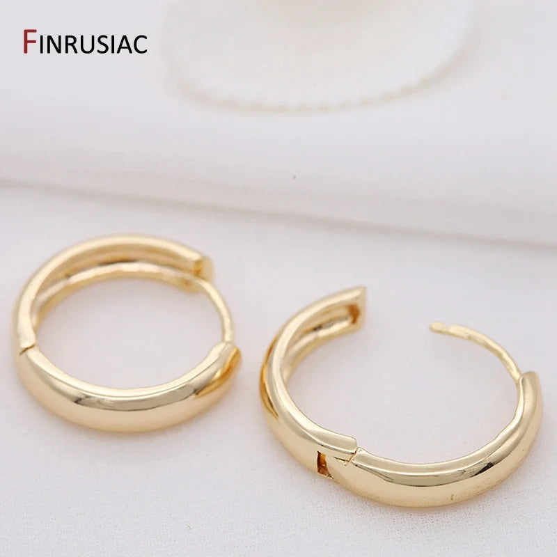 Neue trendige echte vergoldete runde Creolen für Frauen Mädchen Damen große Creolen Gold Kreis Ring Ohrringe Party Geschenk