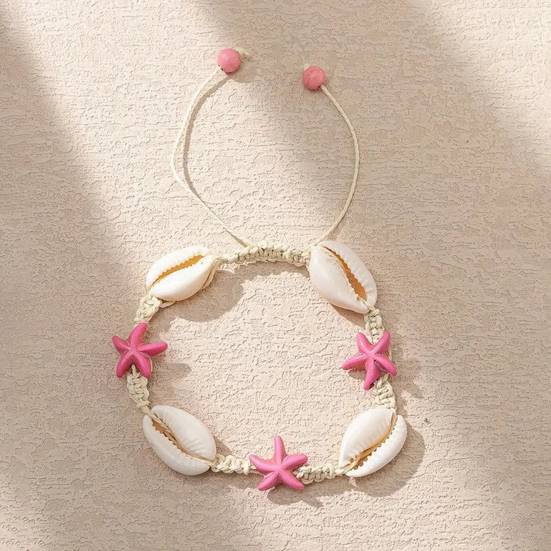 Böhmisches Imitation Muschelperlen-Armband für Frauen, Seestern, Schildkröte, gewebtes Seil-Armband, handgefertigt, Freundschaft, Strand, Urlaub, Schmuck