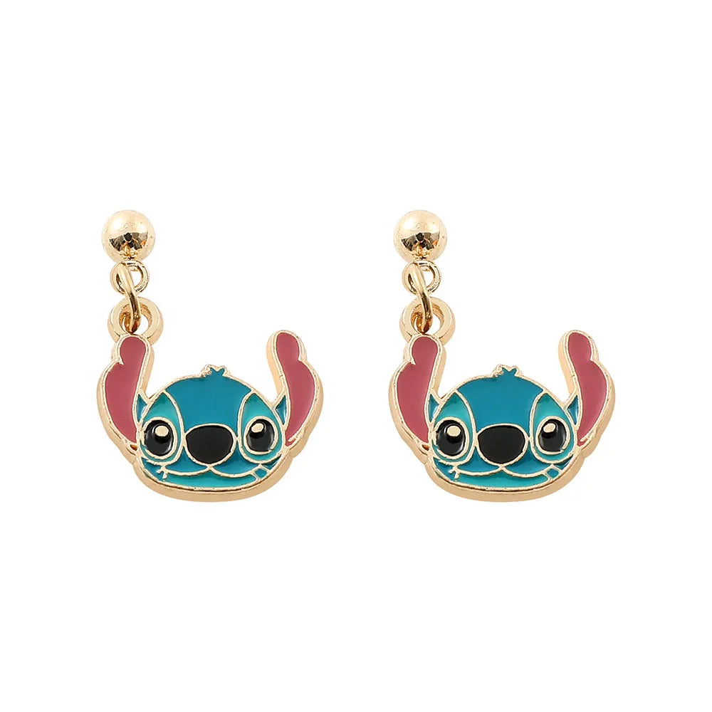 Disney-niedliche Cartoon-Stich-Ohrstecker mit Blumen-Ohrsteckern für Frauen und Teenager-Mädchen, schöne Ohr-Accessoires, Schmuckgeschenke für Fans