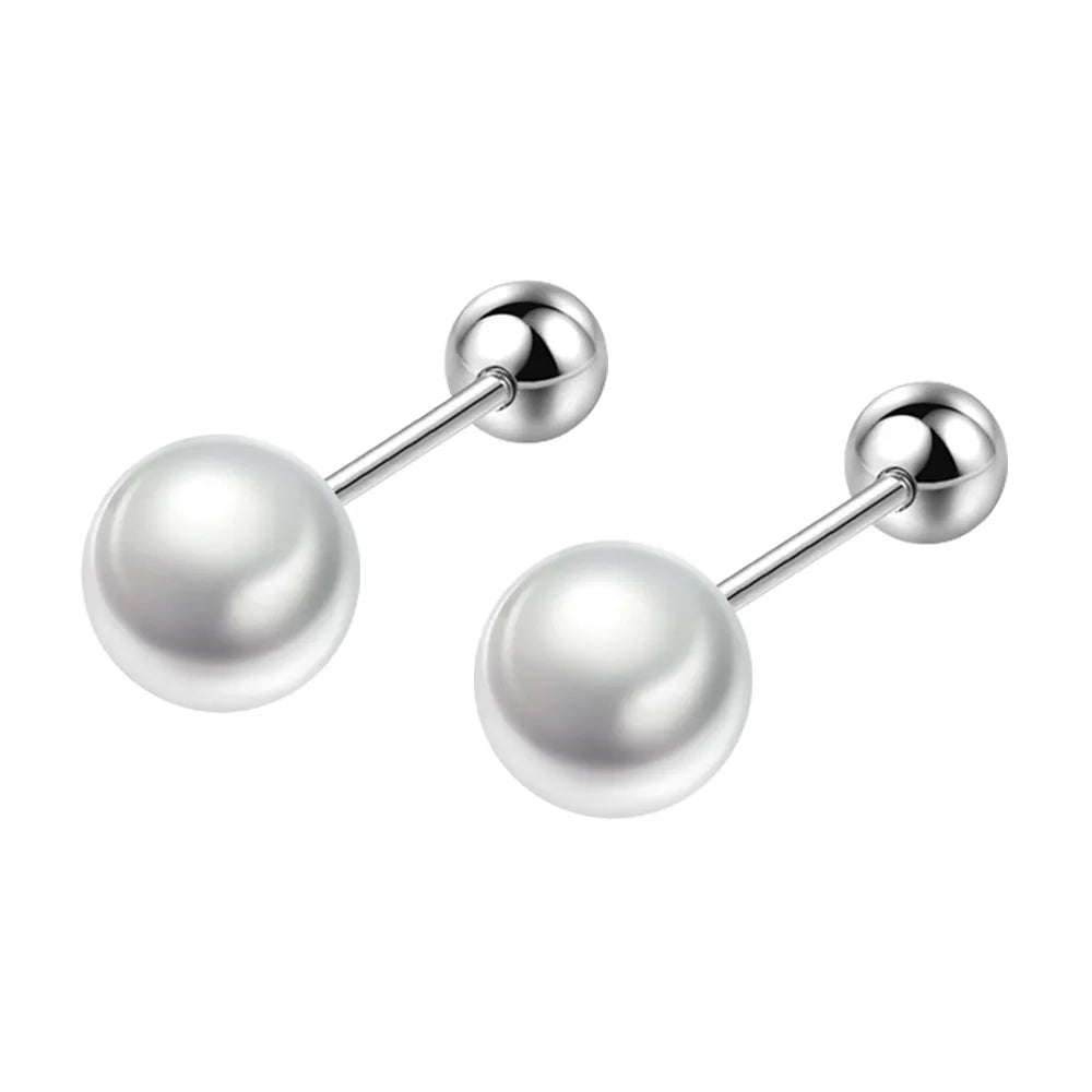 925 Sterling Silber 6 mm/8 mm/10 mm/12 mm Süßwasser-Zuchtperle Knopf Kugel Ohrstecker für Frauen als beste Geschenke Jewerly E007