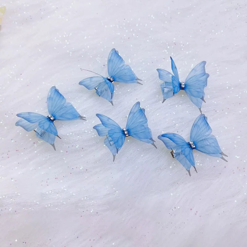 5PCS Neue Nette Prinzessin Mesh Doppel-schicht Schmetterling Schöne Mädchen Haarnadeln Kinder Headwear Hairgrip Haar Clips Haar zubehör