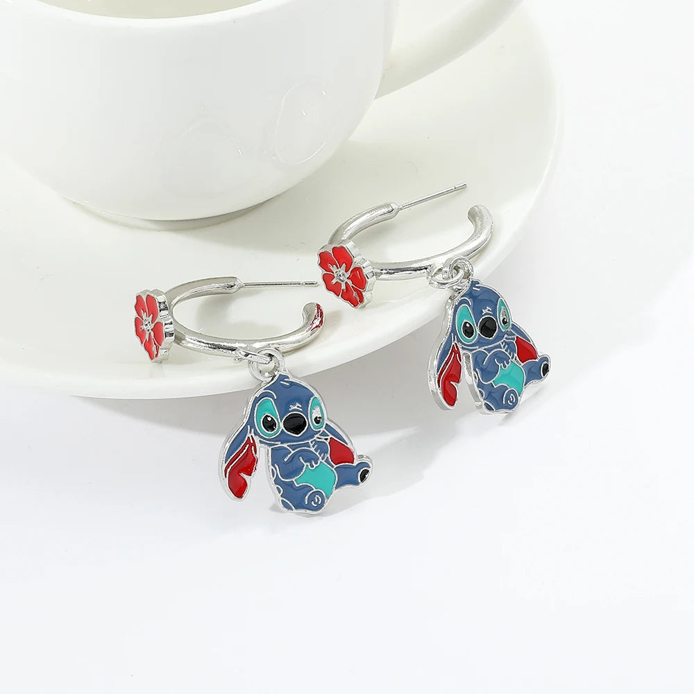 Disney Anime Lilo & Stitch Ohrringe, klassische Cartoon-Figur, Stich-Ohrringe, Ohrclip für Frau und Mädchen, Schmuck, Geschenk