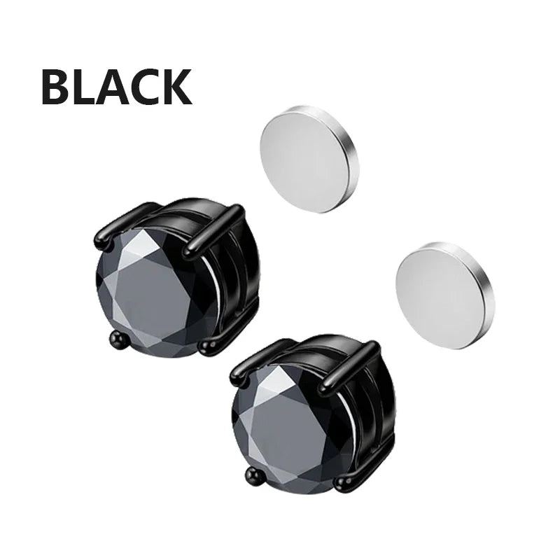 1/3Pairs 6MM Kristall Magnetische No-Pierce Edelstahl Stud Ohrringe für Männer Punk Zirkon Magnet Ohrringe nicht Piercing Schmuck