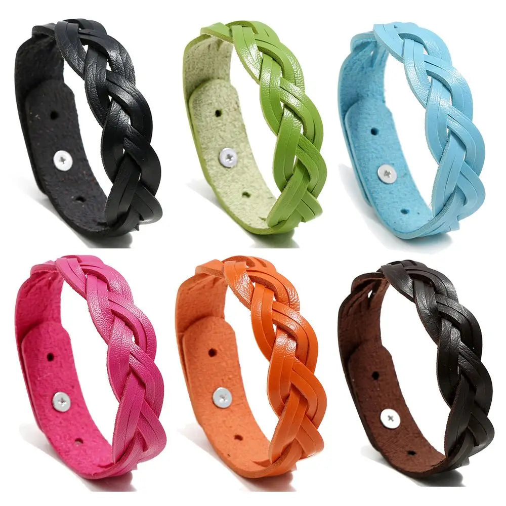 Mode solide geflochtene Twist Leder Armband einfache vielseitige Student Armreifen Punk Snap Armband Schmuck verstellbare Armband
