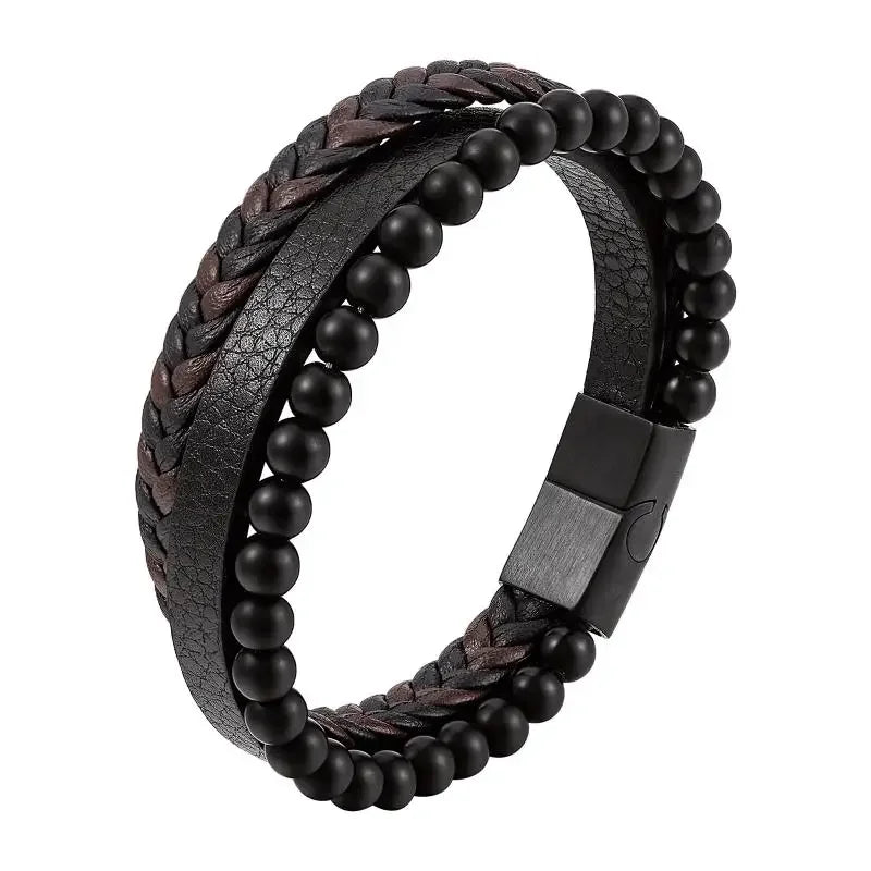 Retro Punk Fahrradkette handgewebtes Lederarmband mit Metallschnalle für Männer Motorradfahrer Rock Party Schmuck Geschenk