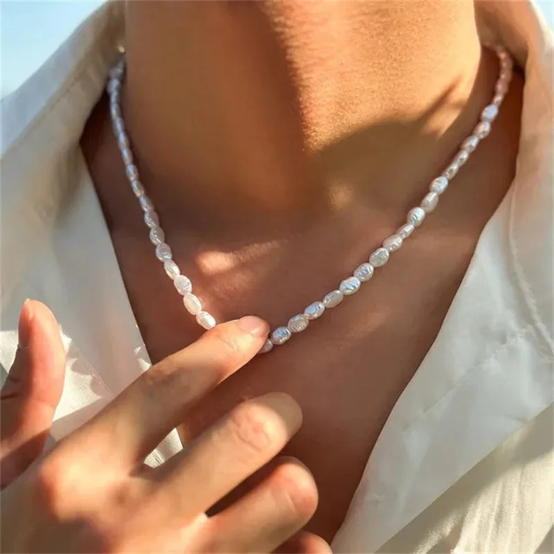 Neue Mode Oval Imitation Perle Kette Armband Halskette Männer Frauen Handgemachte Klassische Kette Perlen Armband für Männer Schmuck Set