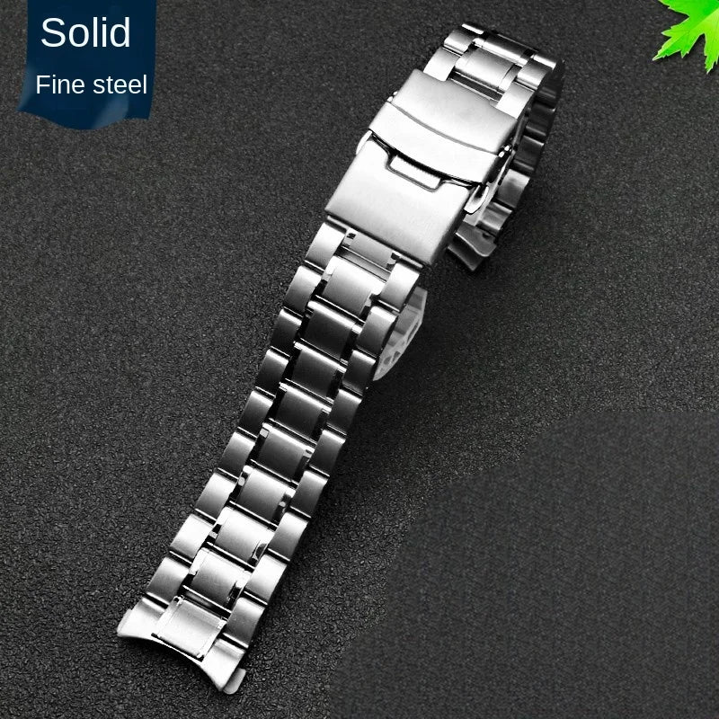 Gebogenes Ende Arc Metallarmband für Seiko Timex Citizen Casio Edelstahlarmband 20mm 22mm 24m Mattes Uhrenarmband Kettenarmband