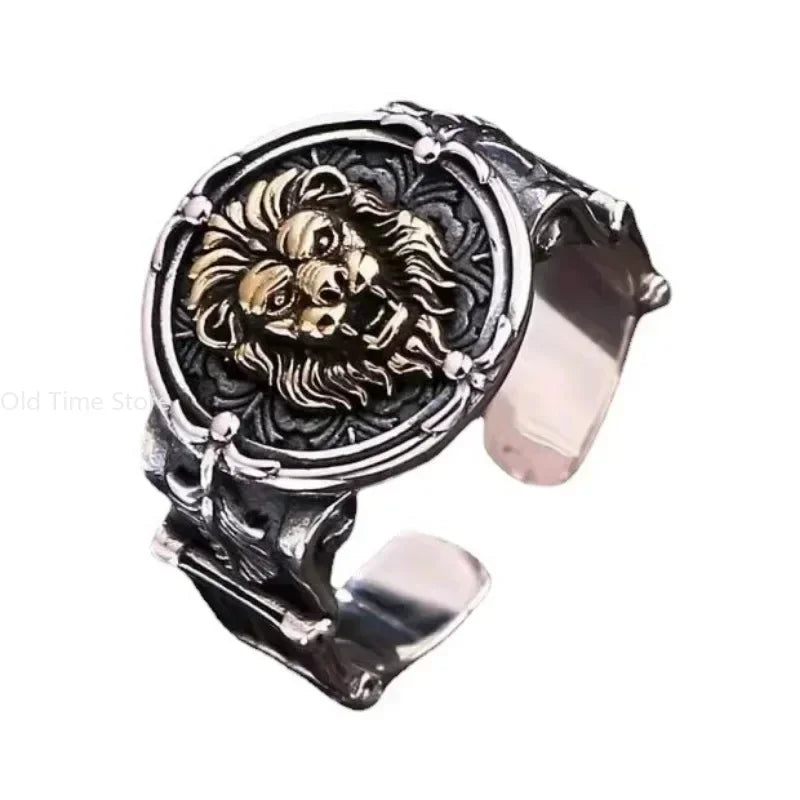 Vintage offener Ring männlicher Held übertriebener männlicher Ring europäischer Geisterkönig Schädel Herren- und Damentrend offener Modering